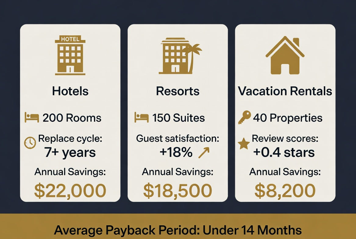 Resort Rest ROI by property type — Hotels, Resorts, Vacation Rentals